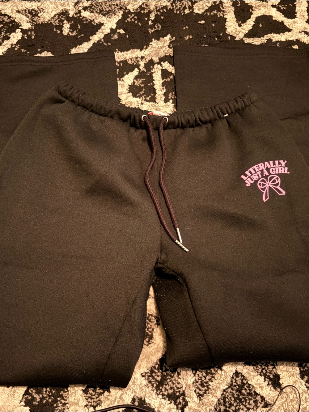 Black Kids Sweatpants with Pink 'Literally Just a Girl' Graphic
